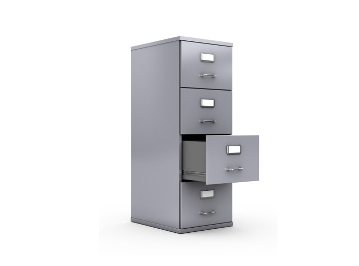 4 Drawer File Cabinet, 15 x 52 x 25, Grey