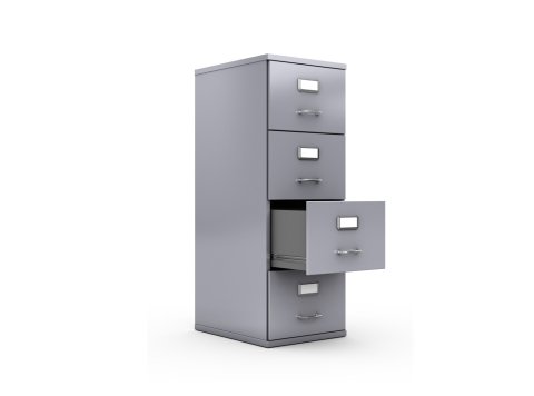 4 Drawer File Cabinet, 15 x 52 x 25, Grey