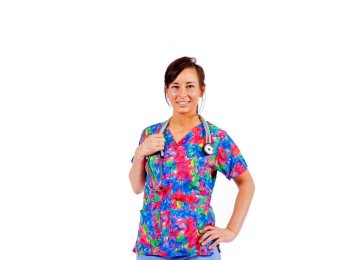 Colorful Floral Women’s Scrub Top